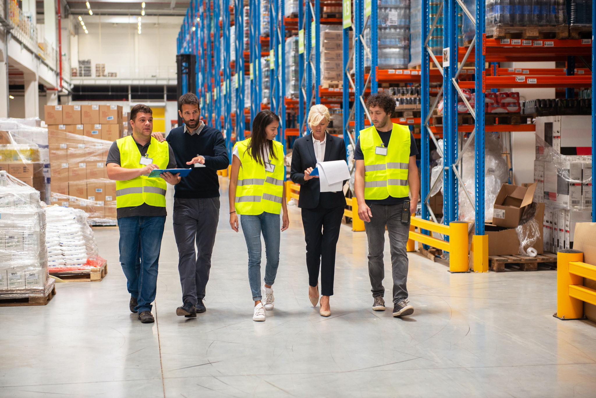 Workforce team on a warehouse floor