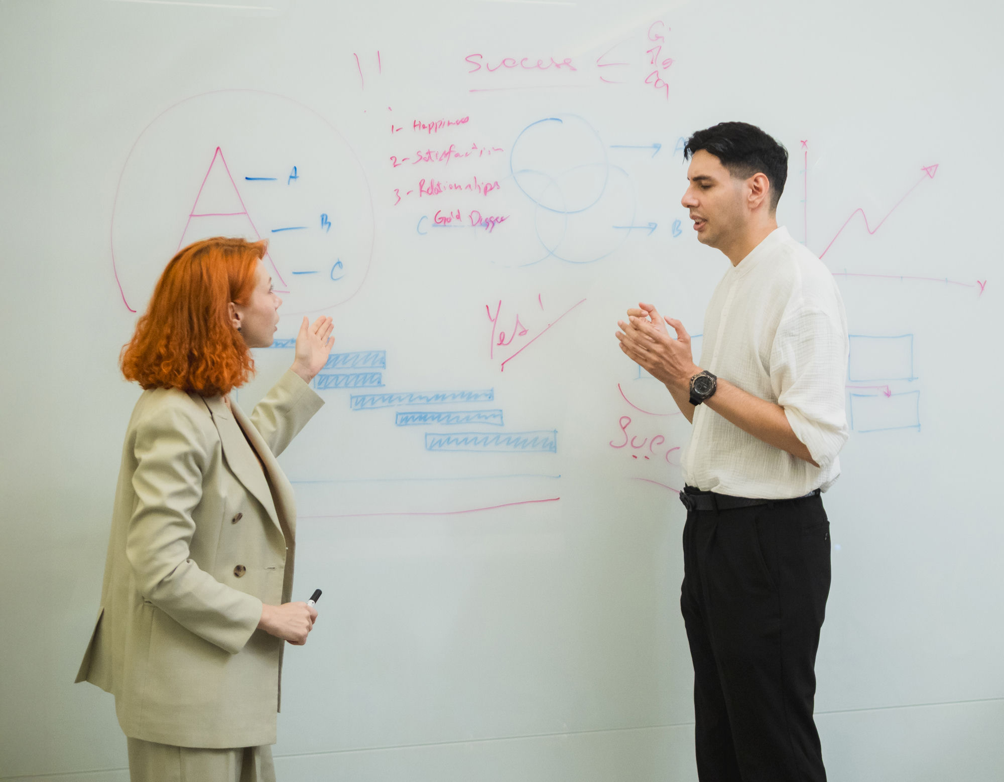 Advisors mapping a workforce strategy on a whiteboard